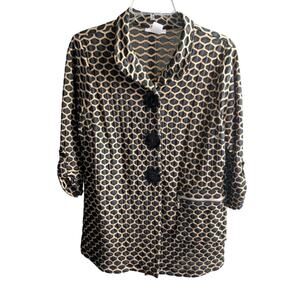 Pretty Woman Black and Tan Honeycomb Print Jacket Blazer Size XL Lagenlook